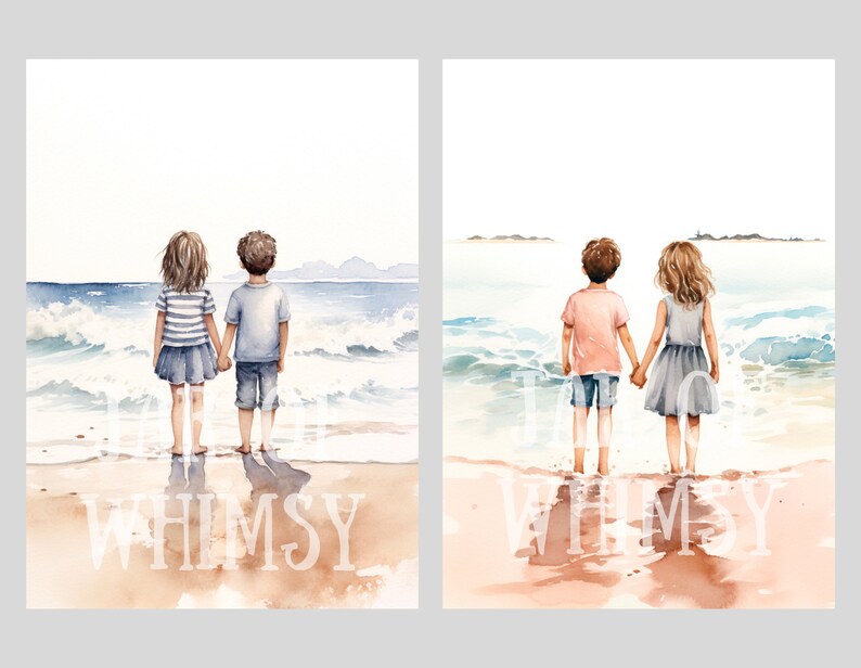 Watercolour Beach Days Clipart Seaside Seashore Digital Paper JPG Digital Image Downloads for Card Making Scrapbook Junk Journal Paper Craft image 9