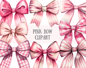 Aquarel Roze Strikken Clipart - Candy Pink Satin Bow PNG Digitale Image Downloads voor het maken van kaarten, Scrapbook, Junk Journal, Paper Crafts
