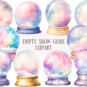 Aquarel lege sneeuwbol clipart kristallen bol png digitale afbeelding downloads voor kaarten maken plakboek ongewenste dagboek papier ambacht