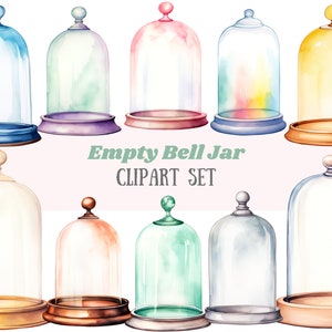 Cloche vide aquarelle Clipart bocaux cloche en verre PNG à téléchargements image numérique pour la fabrication de cartes scrapbooking journal indésirable papier artisanat