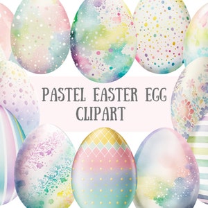 Acuarela Pastel Huevos de Pascua Clipart - Easter Rainbow PNG Descargas de imágenes digitales para la fabricación de tarjetas, álbum de recortes, diario basura, artesanías de papel