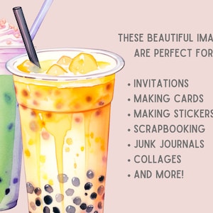 May include: Two colorful bubble tea drinks with tapioca pearls. The drink on the left is green with a white and pink topping. The drink on the right is yellow with a white topping. Both drinks have black straws.