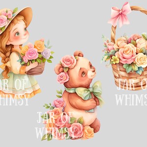 Watercolour Cute Cottagecore Clipart Cartoon Cottage Core Girl PNG Digital Image Download for Card Making Scrapbook Junk Journal Paper Craft image 8