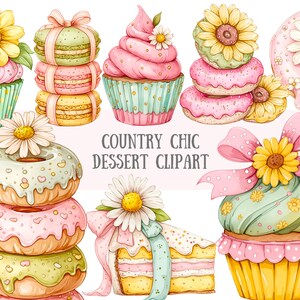 Aquarell Land schick süße Festlichkeit Clipart Frühling Desserts PNG digitales Bild Downloads für die Kartenherstellung Scrapbook Junk Journal Papierhandwerk