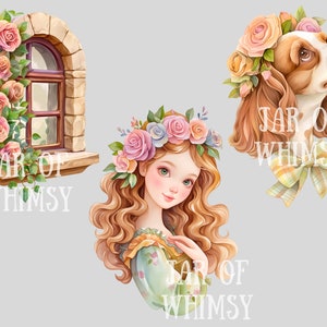 Watercolour Cute Cottagecore Clipart Cartoon Cottage Core Girl PNG Digital Image Download for Card Making Scrapbook Junk Journal Paper Craft image 7