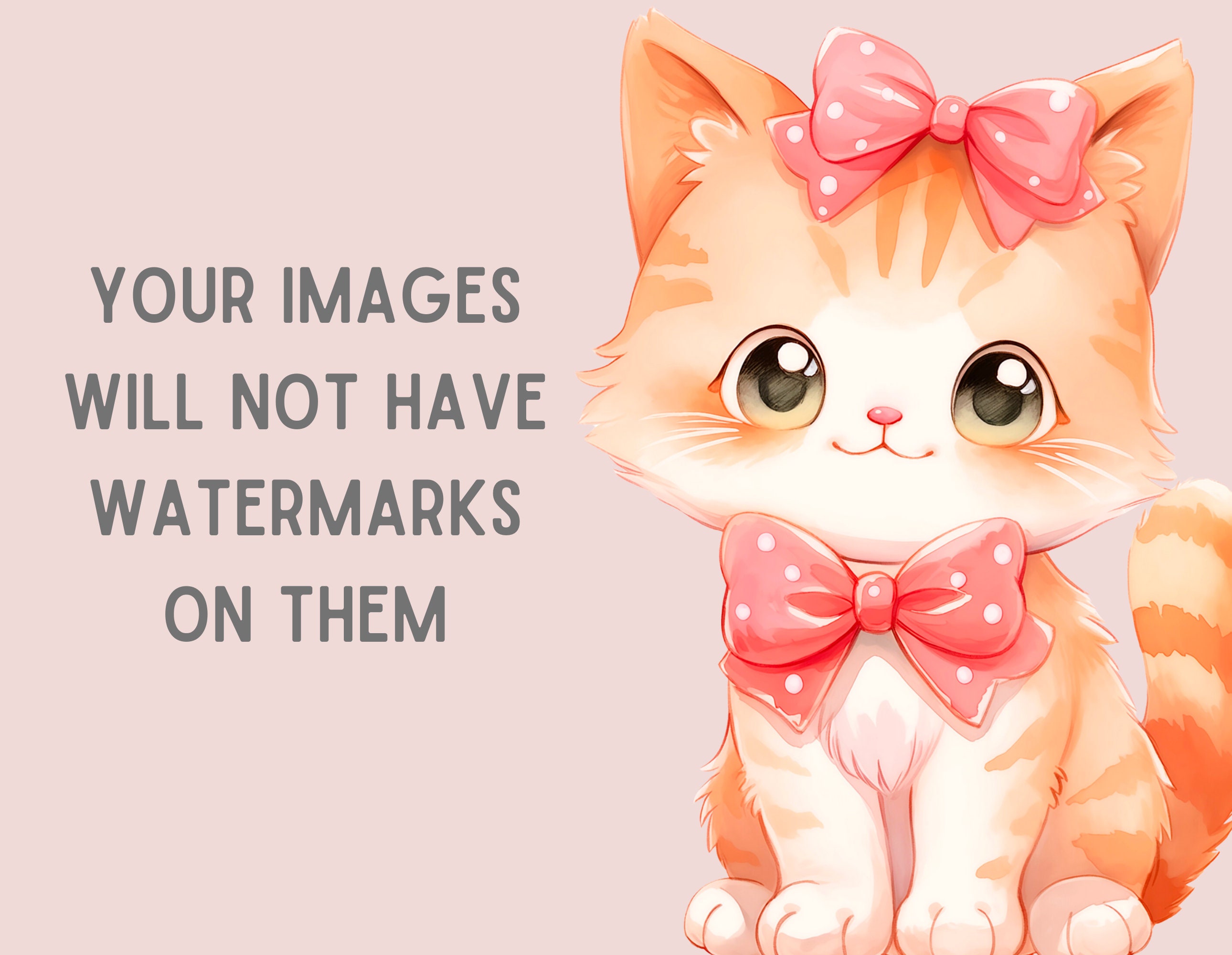Watercolour Kawaii Kitten Clipart Cute Chibi Anime Cats PNG Digital ...