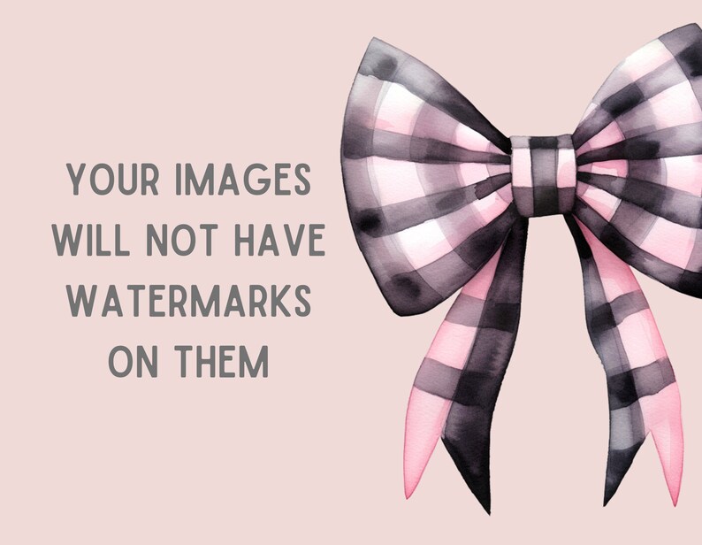 May include: A large pink and black plaid bow with white polka dots. The bow is tied in a knot and the ends are flowing down.