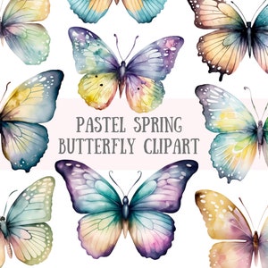 Aquarell Pastell Frühling Schmetterling Clipart Schmetterlinge PNG digitales Bild Downloads für die Kartenherstellung Scrapbook Junk Journal Papierhandwerk
