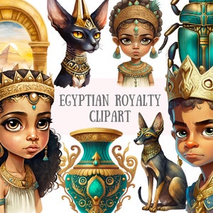 Watercolour Egyptian Royalty Clipart Egypt Fantasy PNG Digital Image Downloads for Card Making, Scrapbook, Junk Journal, Paper Crafts