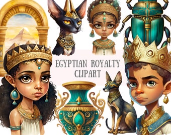 Watercolour Egyptian Royalty Clipart Egypt Fantasy PNG Digital Image Downloads for Card Making, Scrapbook, Junk Journal, Paper Crafts