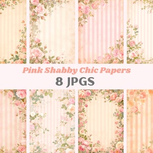 Aquarel roze Shabby Chic Papers Clipart digitaal papier JPG digitale afbeeldingsdownloads voor kaart maken Scrapbook ongewenste dagboek papier ambachten