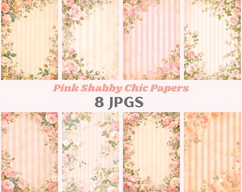 Watercolour Pink Shabby Chic Papers Clipart Digital Paper JPG Digital Image Downloads for Card Making Scrapbook Junk Journal Paper Crafts