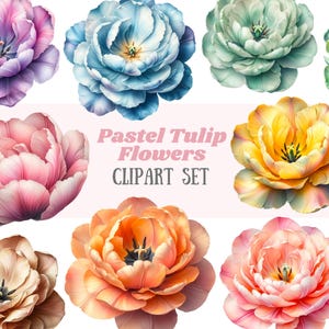Aquarel pastel tulp bloem clipart lentebloem elementen png digitale afbeelding downloaden voor kaarten maken plakboek ongewenste dagboek papier ambachtelijke
