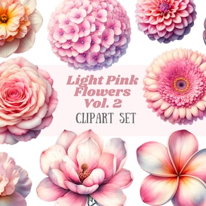 Aquarell rosa Blumen Clipart Frühling Blumen Elemente PNG digitale Bild-Downloads für die Kartenherstellung Scrapbook Junk Journal Paper Craft