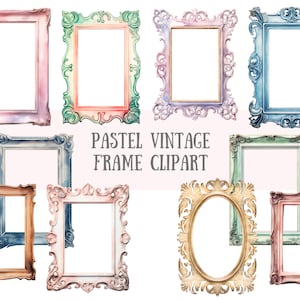 Aquarell Pastell Vintage Rahmen Clipart Rustikale Scrapbooking Rahmen PNG Digitale Bild Downloads für die Kartenherstellung Junk Journal Papierhandwerk