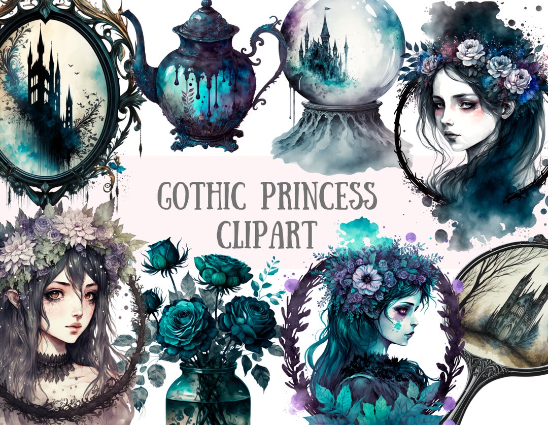 Watercolour Gothic Princess Clipart - Dark Fairytale Fantasy PNG ...