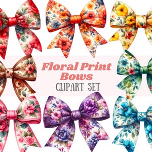 Clipart de laço floral aquarela, laço floral fofo, imagem digital PNG para download para fazer cartões, scrapbook, diário de lixo, artesanato em papel