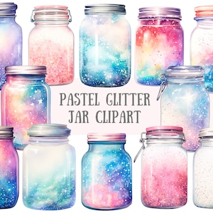 Peut inclure: Ensemble de 10 pots de confiture à paillettes de galaxie pastel avec des paillettes argentées. Les pots ont un effet aquarelle avec des couleurs rose, bleu et violet. Les pots sont parfaits pour l'artisanat, la décoration de la maison ou les cadeaux.