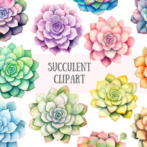 Acquerello succulente Clipart Spring Flower Elements PNG Download di immagini digitali per la creazione di cartoline Scrapbook Junk Journal Paper Crafts