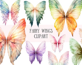 Watercolour Fairy Wings Clipart Pixie Fairy Angel Wings PNG Digital Image Downloads for Card Making Scrapbook Junk Journal Paper Crafts