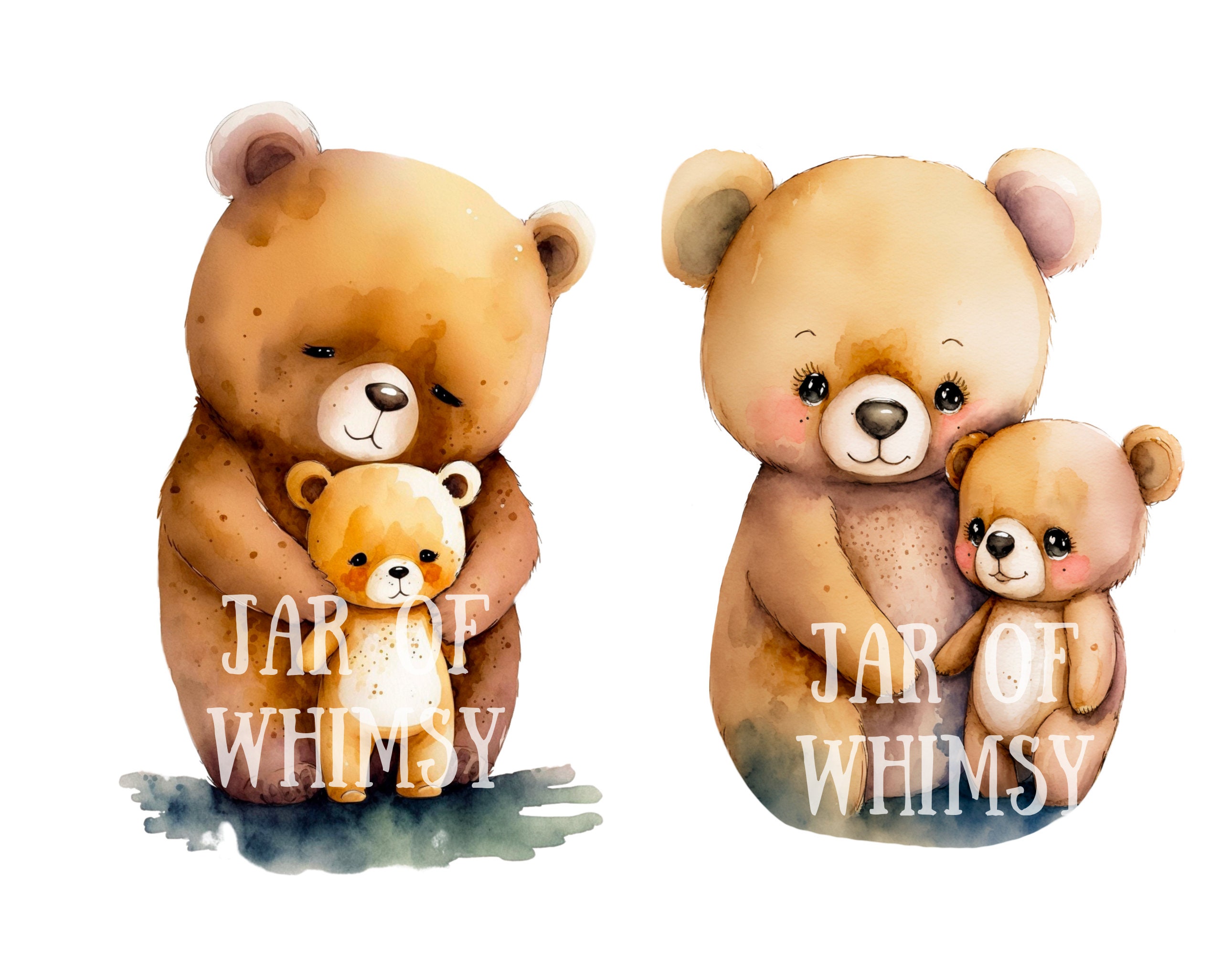 Mama and Baby Bear in Orange an White main image 1