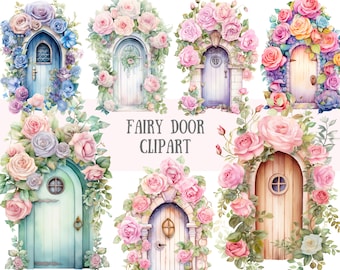 Aquarell Fee Tür Clipart Pastell Fantasy Tür PNG digitale Bild-Downloads für die Kartenherstellung Scrapbook Junk Journal Papierhandwerk