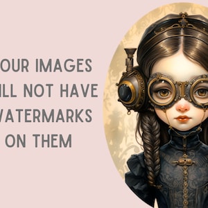 Watercolour Whimsical Steampunk Girl Clipart Gothic Fashion PNG Digital Image Downloads for Card Making Scrapbook Junk Journal Paper Craft image 4
