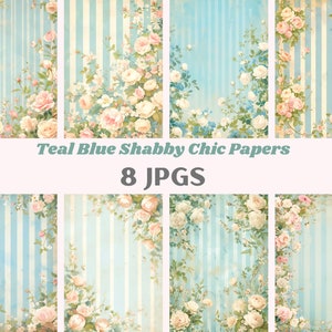 Aquarelle bleu sarcelle bleu shabby chic papiers Clipart numérique papier JPG Image numérique téléchargement pour la fabrication de cartes scrapbooking journal indésirable papier artisanat