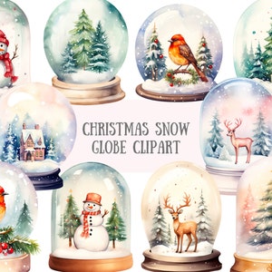 Aquarell Weihnachten Schneekugel Clipart Weihnachten Schneekugel PNG digitale Bild-Downloads für die Kartenherstellung Scrapbook Junk Journal Paper Craft