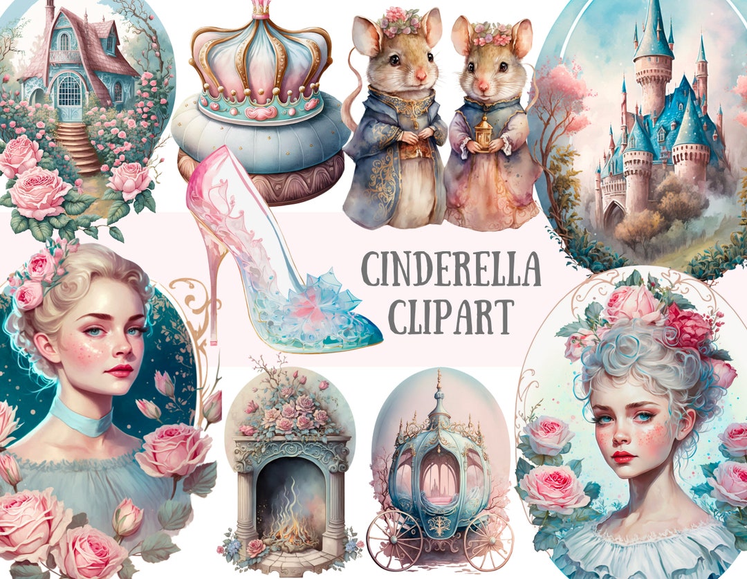Watercolour Cinderella Clipart Pastel Fairytale PNG Digital Image ...