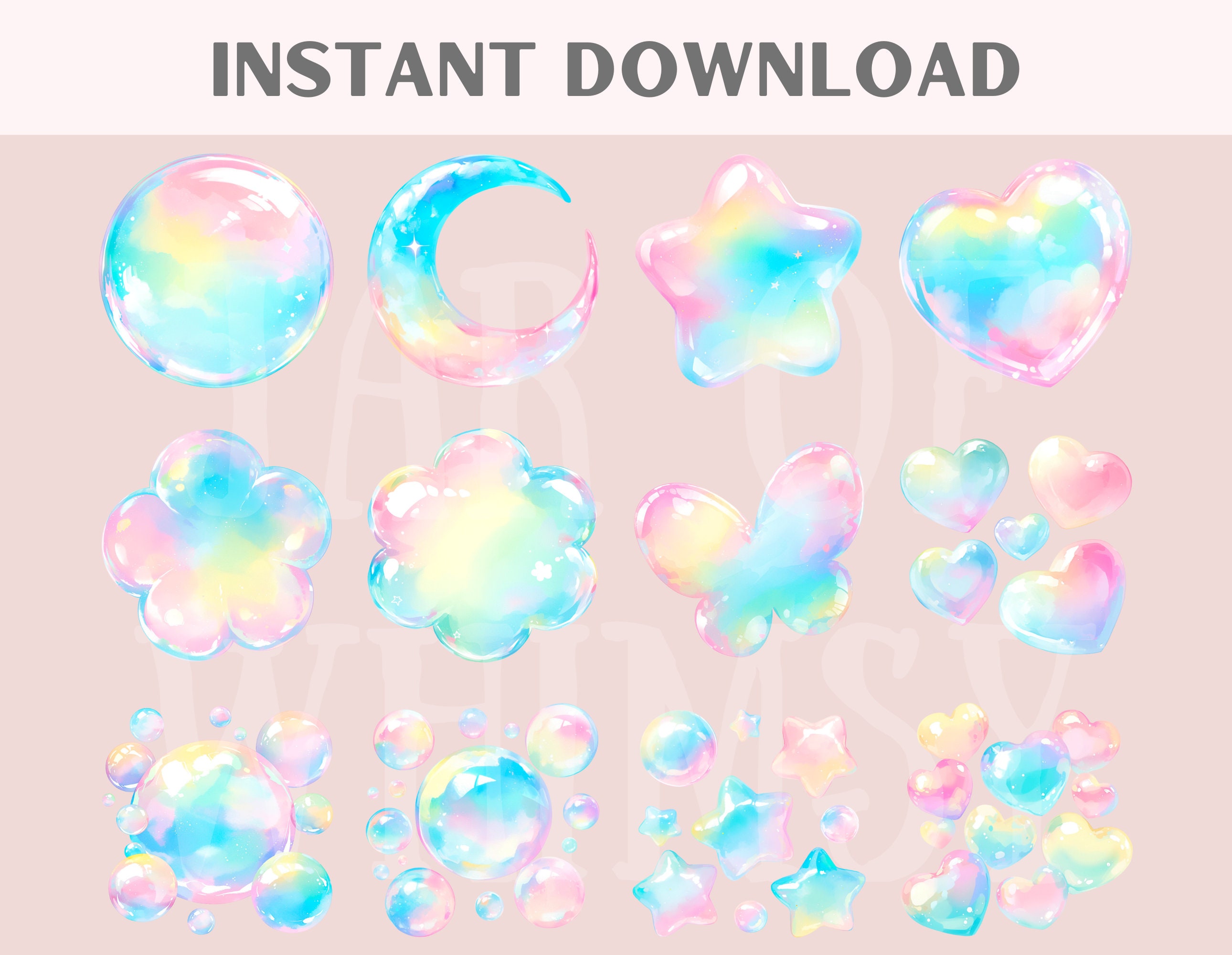 Watercolour Rainbow Bubble Clipart Iridescent Bubbles PNG Digital Image ...