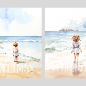 Watercolour Beach Days Clipart Seaside Seashore Digital Paper JPG Digital Image Downloads for Card Making Scrapbook Junk Journal Paper Craft image 7