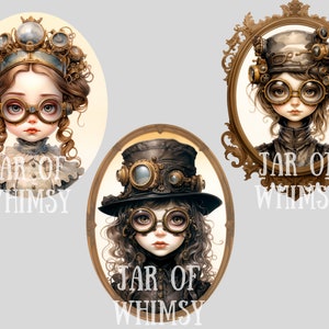 Watercolour Whimsical Steampunk Girl Clipart Gothic Fashion PNG Digital Image Downloads for Card Making Scrapbook Junk Journal Paper Craft image 9