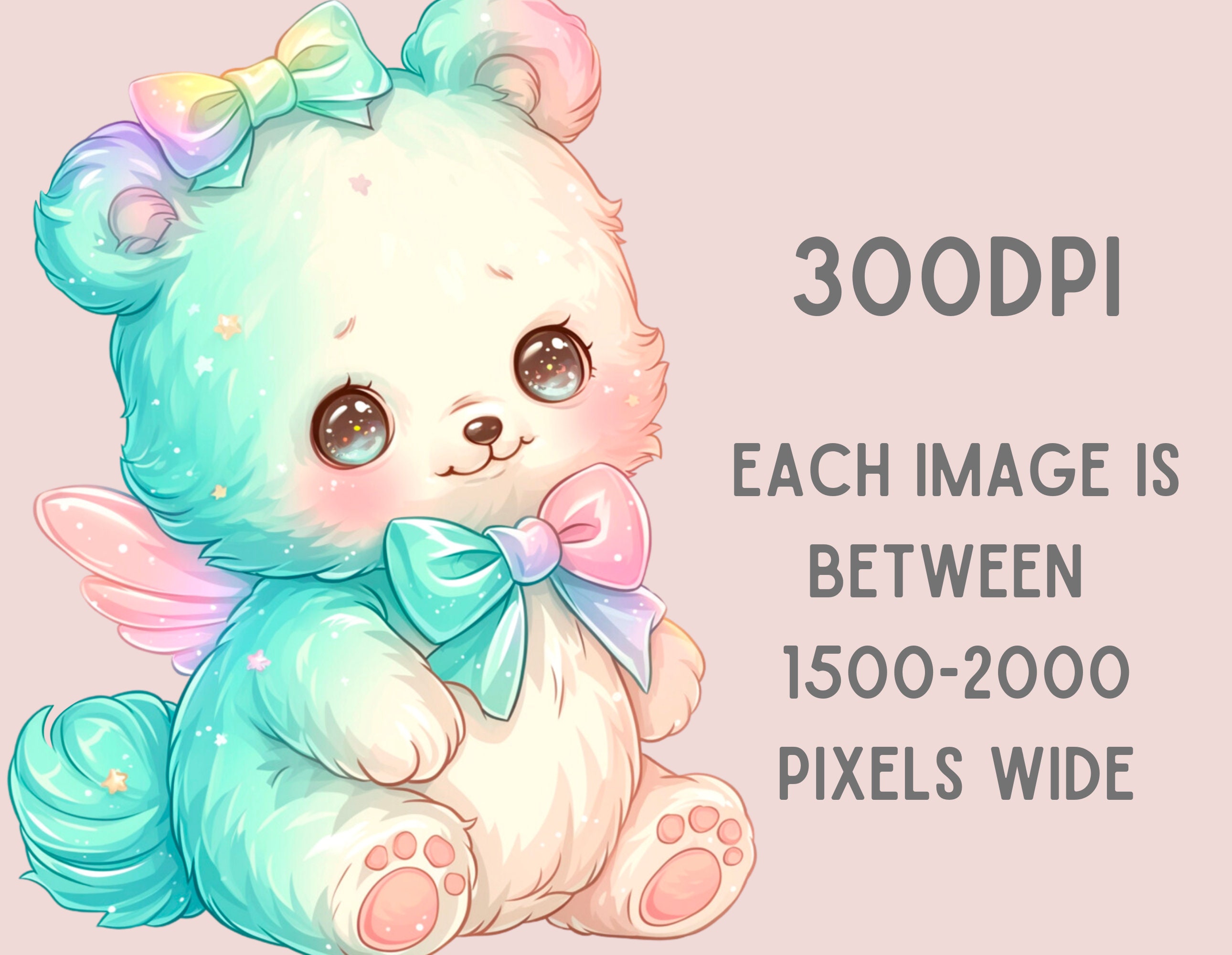 Watercolour Pastel Rainbow Animal Clipart Kawaii Animals PNG Digital ...