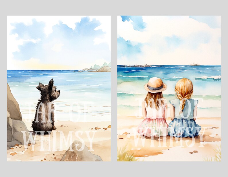 Watercolour Beach Days Clipart Seaside Seashore Digital Paper JPG Digital Image Downloads for Card Making Scrapbook Junk Journal Paper Craft image 10
