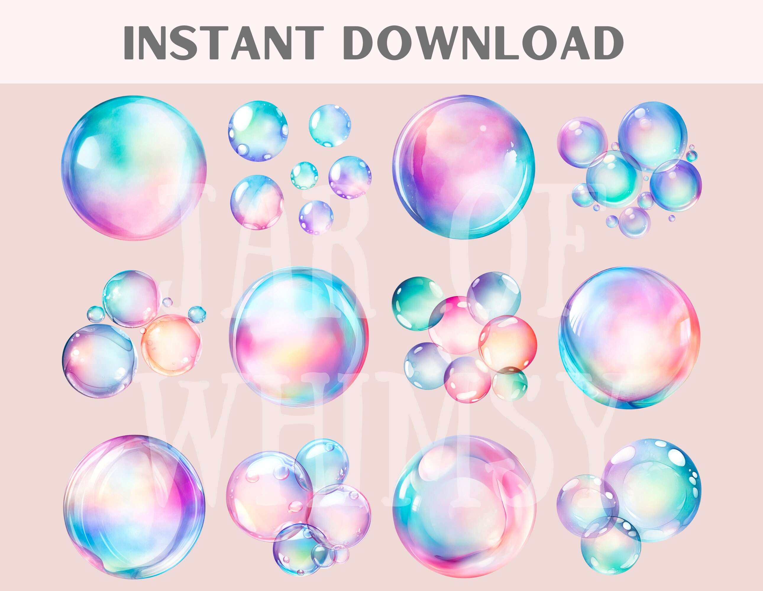 Watercolour Iridescent Bubble Clipart Rainbow Bubbles PNG Digital Image ...