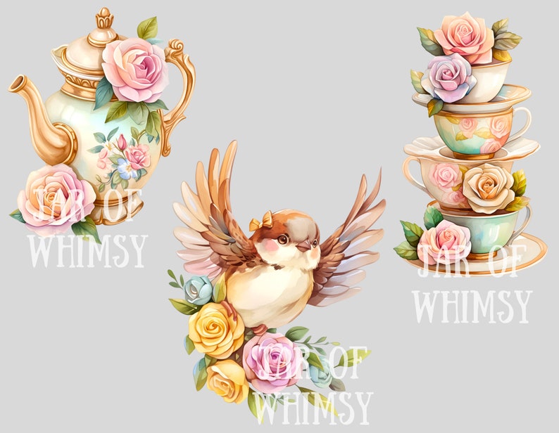Watercolour Cute Cottagecore Clipart Cartoon Cottage Core Girl PNG Digital Image Download for Card Making Scrapbook Junk Journal Paper Craft image 10