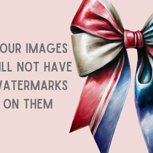 May include: A large, red, white, and blue bow made of satin ribbon. The bow is tied in a knot and the ends of the ribbon are flowing.