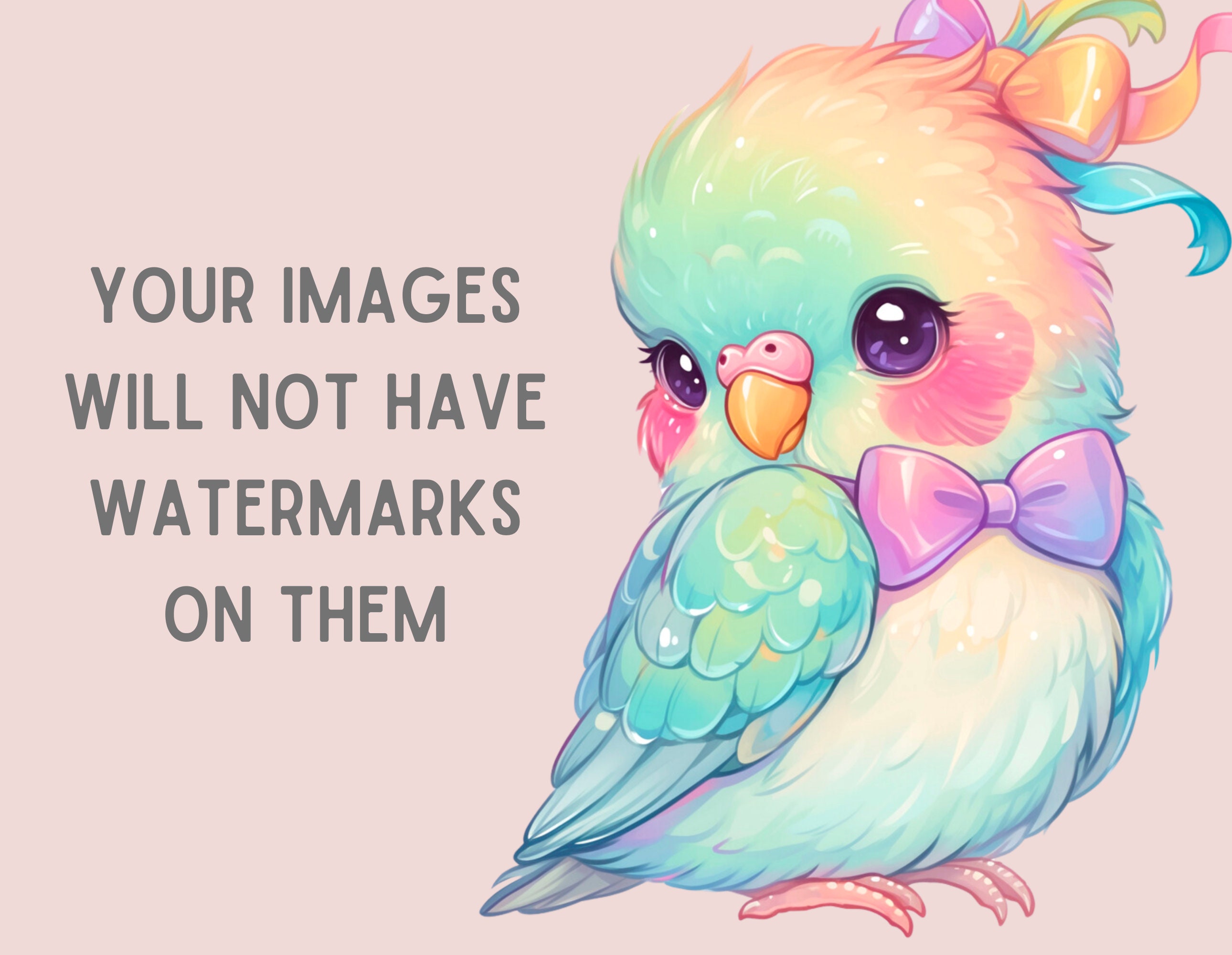 Watercolour Pastel Rainbow Animal Clipart Kawaii Animals PNG Digital ...