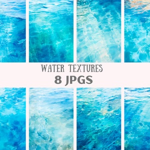 Acuarela texturas de agua Clipart bajo la fiesta de la piscina del mar JPG Descargas de imágenes digitales para la fabricación de tarjetas Scrapbook Junk Journal Paper Crafts