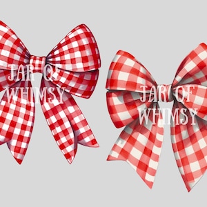 May include: Two red and white gingham bows with the text "Jar of Whimsy" in the center.