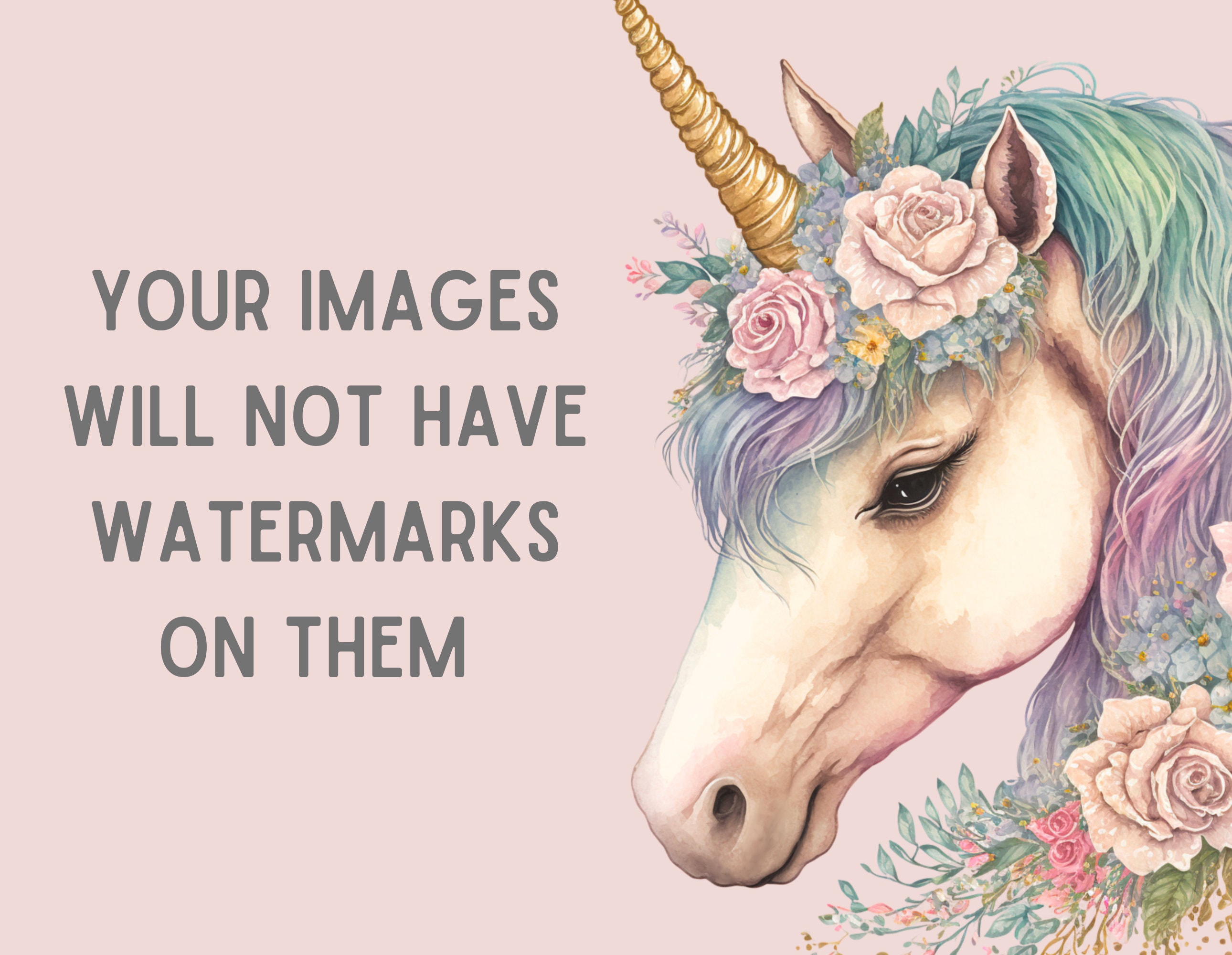 Watercolour Pastel Fairytale Clipart - Unicorn Fantasy PNG Digital ...