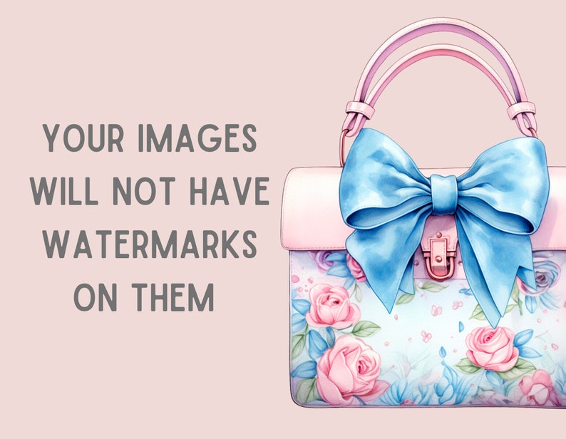 May include: A light blue handbag with a large bow and floral print. The handbag has a pink flap and a gold clasp.