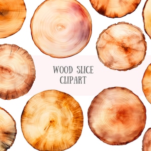 Watercolour Wood Slice Clipart Wooden Disc Illustration PNG Digital Image Downloads for Card Making Scrapbook Junk Journal Paper Crafts