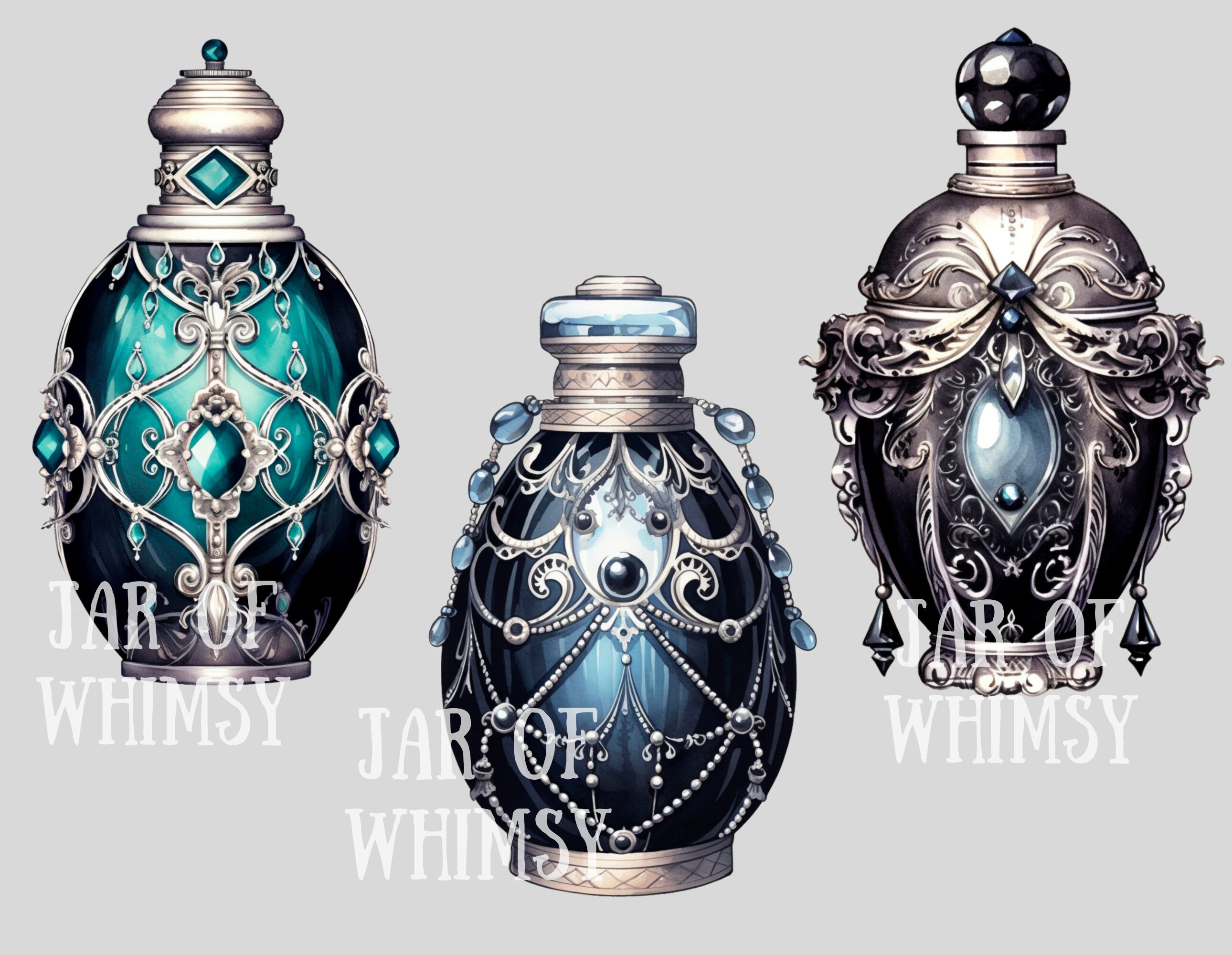 トールペイント作品　Perfume Bottles Ryden 7 1/4