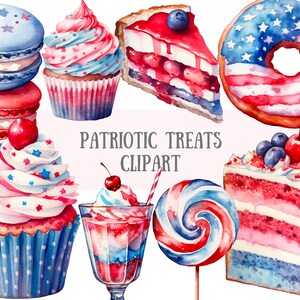 Aquarel patriottische traktaties clipart 4 juli png digitale afbeeldingsdownloads voor kaarten maken plakboek ongewenste dagboek papier ambachten