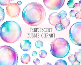 Watercolour Iridescent Bubble Clipart Rainbow Bubbles PNG Digital Image Downloads for Card Making Junk Journal Paper Crafts