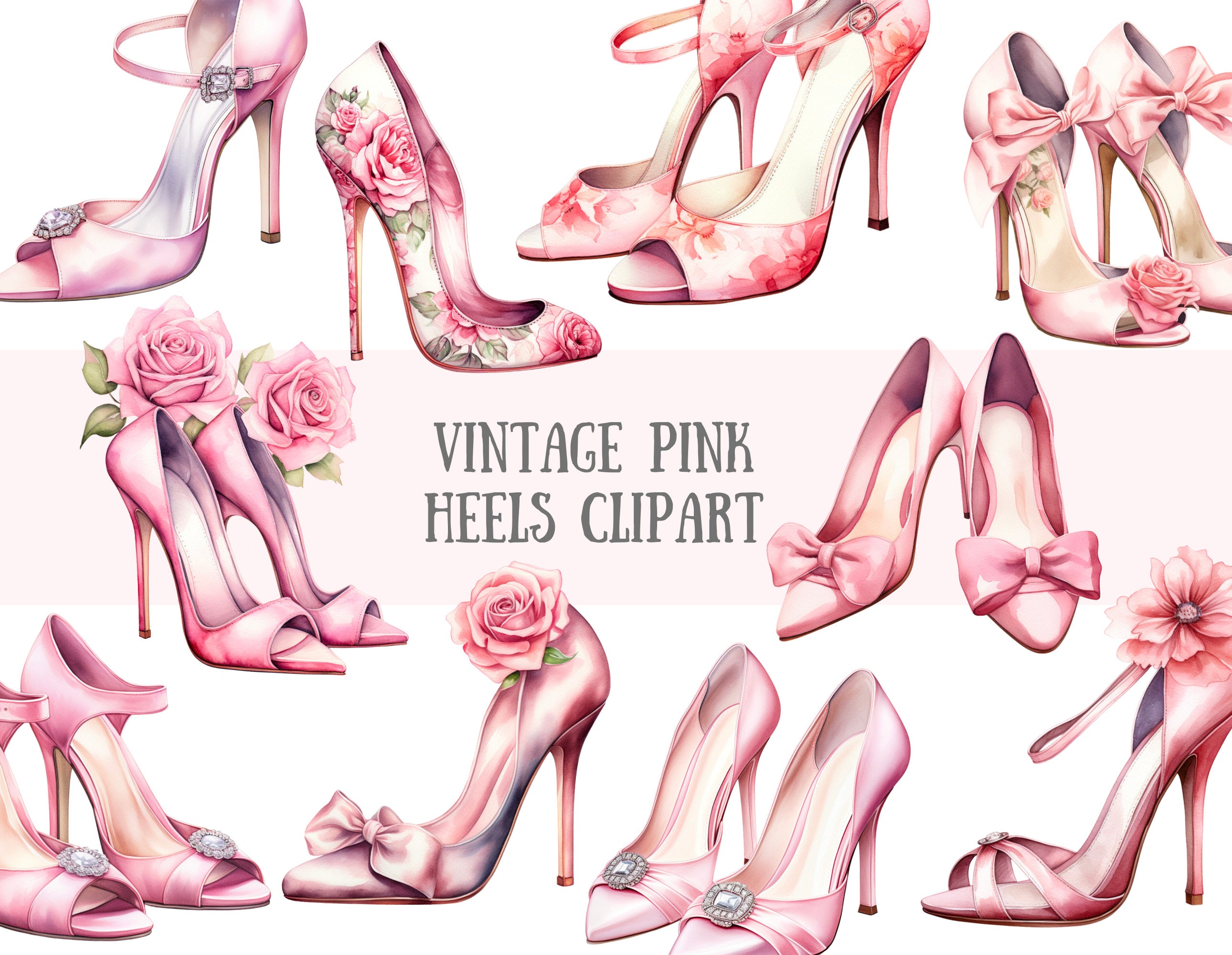 Fashion Clipart, Silver Glitter High Heels, Heels Clipart, Clip Art,  Scrapbooking, Printables, Digital Download