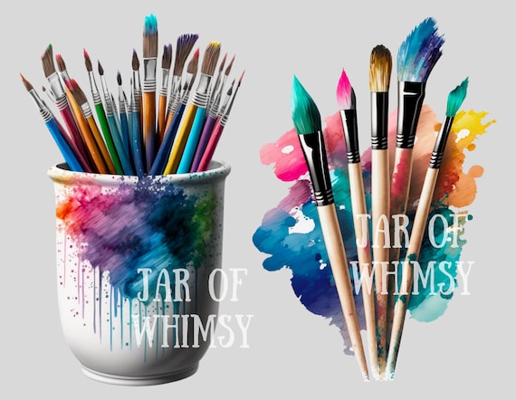 Colorful Artist Paint Brushes PNG Graphic by ArtbyCrystalJennings