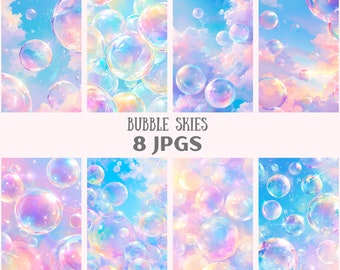 Watercolour Bubble Skies Background Clipart Bubble Party JPG Digital Image Downloads for Invitations Scrapbook Junk Journal Paper Crafts